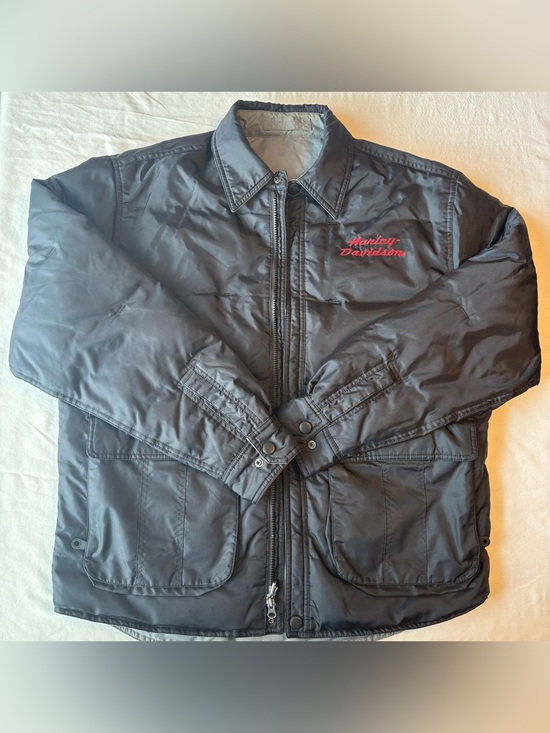 Harley-Davidson Other - Vintage Harley Davidson Men’s Reversible Black and Gray Nylon Puffer Jacket- XL